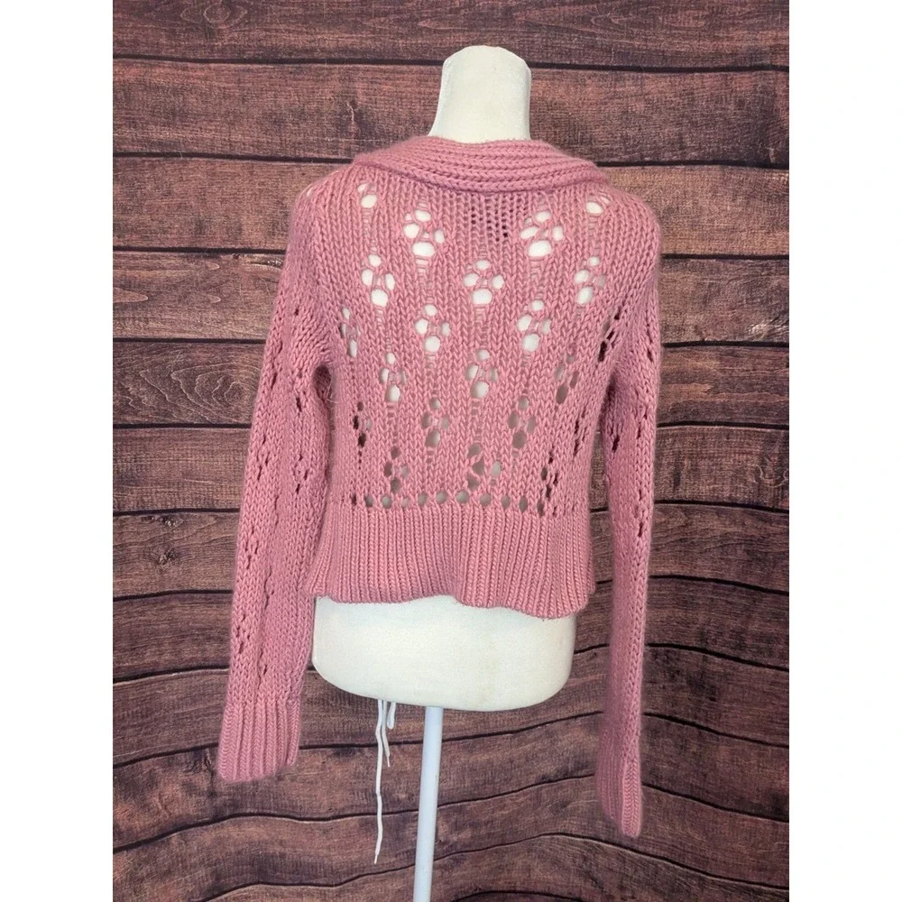 Y2K Bebe Fairy Pink tie-front cardigan‎ ballet core coquette shrug Jrs Med - Picture 4 of 10